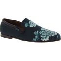 Dolce&Gabbana Mocassins pour homme en cuir bleu azur imprimé crocodile