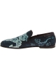 Dolce&Gabbana Mocassins pour homme en cuir bleu azur imprimé crocodile