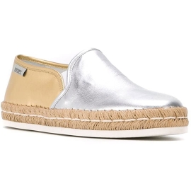 Hogan Chaussures mode espadrilles bicolores pour femmes en cuir argenté or