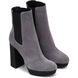 Bottines chelsea à talons hauts femme Hogan en daim gris