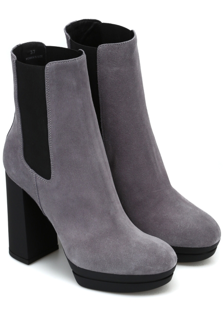 Bottines chelsea à talons hauts femme Hogan en daim gris