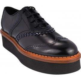 Tod's Chaussures richelieus à lacets pour femmes avec plateforme en cuir noir