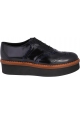 Tod's Chaussures richelieus à lacets pour femmes avec plateforme en cuir noir