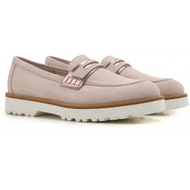 Mocassins Hogan femme en cuir veau velours rose