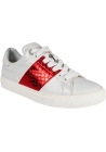Barbara Bui baskets basses pour femme en cuir blanc avec bande latérale en python rouge