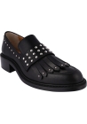 Barbara Bui Mocassins à enfiler pour femmes en cuir noir avec franges et clous argentés