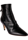 Tod's Bottines pointues pour femmes à talon en cuir noir et brides à boucles