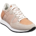 Philippe Model Baskets basses pour femme en cuir suédé et tissu rose poudré