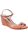 Stuart Weitzman Sandales compensées pour femmes en daim rose poudré avec bride à la cheville