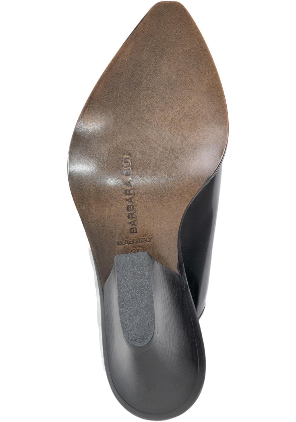 Barbara Bui Mules pointues a talon pour femmes en cuir brosse noir Italian Boutique