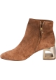 Sartore Bottines à talons pour femme en daim cognac