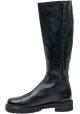 Stuart Weitzman Bottes hautes pour femmes en cuir noir avec fermeture à glissière latérale