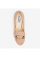 Tod's Escarpin pour femmes à petits talons en daim beige avec mors et frange