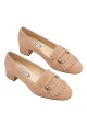 Tod's Escarpin pour femmes à petits talons en daim beige avec mors et frange