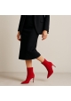 Aquazzura Boottes mi-mollet femme en peau Retournée rouge moyen