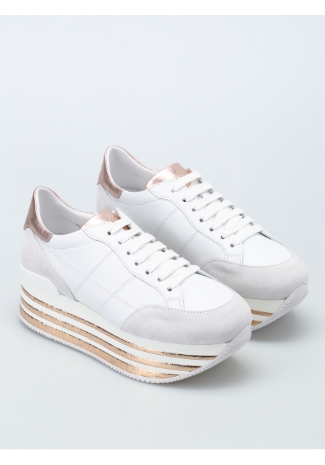 Sneakers compensée Hogan en cuir veritable blanc
