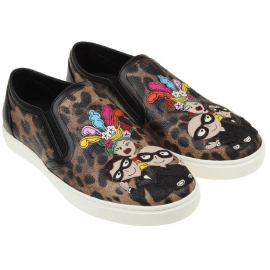 Basket slips-on Dolce&Gabbana femme en cuir emprimé leopard