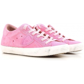 Basket Philippe Model femme en cuir retournée rose