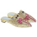 Nu-pieds pointu Chiara Ferragni en paillettes or et fushia