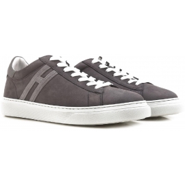 Sneakers Hogan pour homme en cuir retournée gris