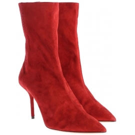 Aquazzura Boottes mi-mollet femme en peau Retournée rouge moyen