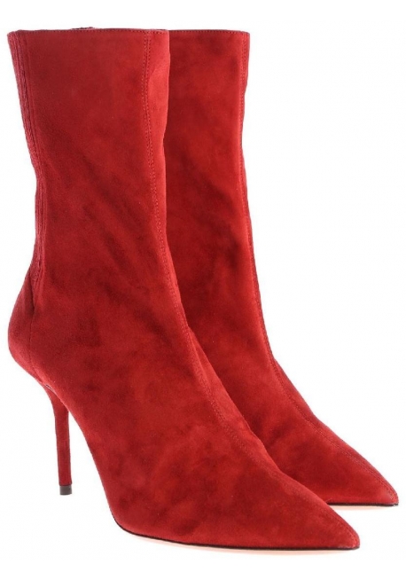 Aquazzura Boottes mi-mollet femme en peau Retournée rouge moyen