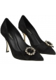 Dolce&Gabbana femme escarpin Talons en cuir noir avec zircons