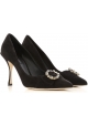 Dolce&Gabbana femme escarpin Talons en cuir noir avec zircons