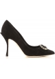 Dolce&Gabbana femme escarpin Talons en cuir noir avec zircons