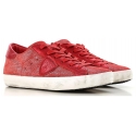 Philippe Model Baskets femme en daim rouge avec semelle blanche