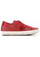 Philippe Model Baskets femme en daim rouge avec semelle blanche