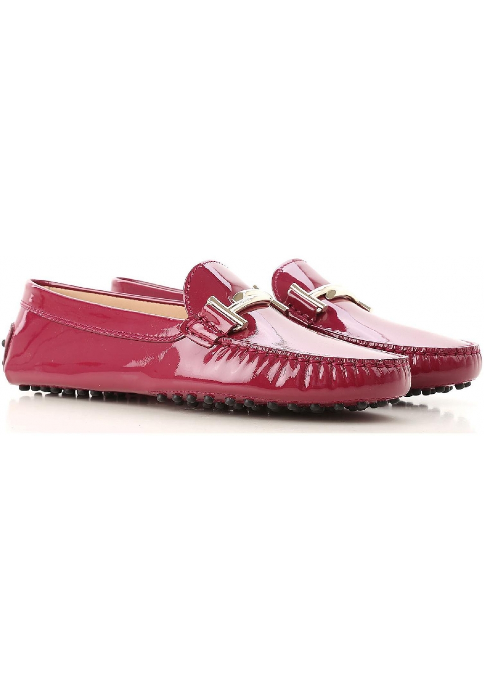 Tod s Mocassins femme en cuir verni Rose fonce avec boucle en metal Italian Boutique