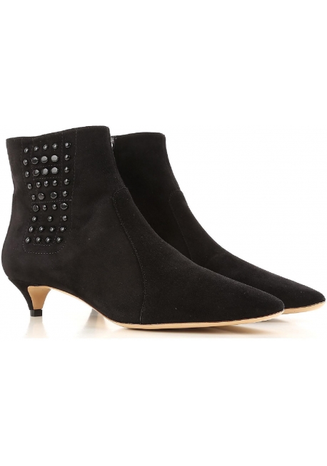 Tod's CUOIO STIV Bottines en daim noir pour femmes avec bout pointu et talon bas