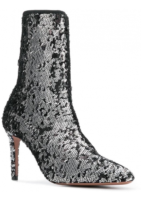 Aquazzura Bottes de cheville élastiques pour femme en Paillettes d'argent