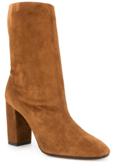 Aquazzura Bottines mi-mollet à talon carré pour femme en daim Marron clair