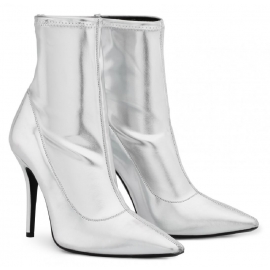 Giuseppe Zanotti Stiletto Bottines mi-mollet pour femme en cuir nappa argent