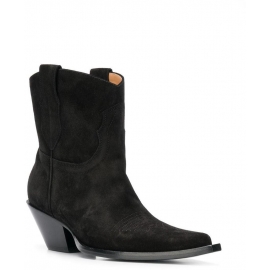 Maison Margiela Bottes mi-mollet western pour femme en cuir suédé noir