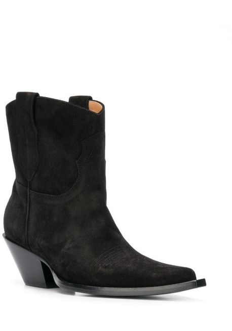 Maison Margiela Bottes mi-mollet western pour femme en cuir suédé noir