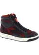 Prada Imprimé camouflage Baskets Montantes pour femme en cuir/tissu rouge noir