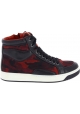 Prada Imprimé camouflage Baskets Montantes pour femme en cuir/tissu rouge noir