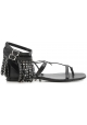 Sandales plates Saint Laurent frange en cuir noir