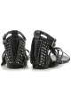 Sandales plates Saint Laurent frange en cuir noir