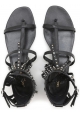 Sandales plates Saint Laurent frange en cuir noir