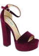 Steve Madden Sandales à talon haut plateforme pour femme en velour bordeaux