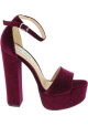 Steve Madden Sandales à talon haut plateforme pour femme en velour bordeaux